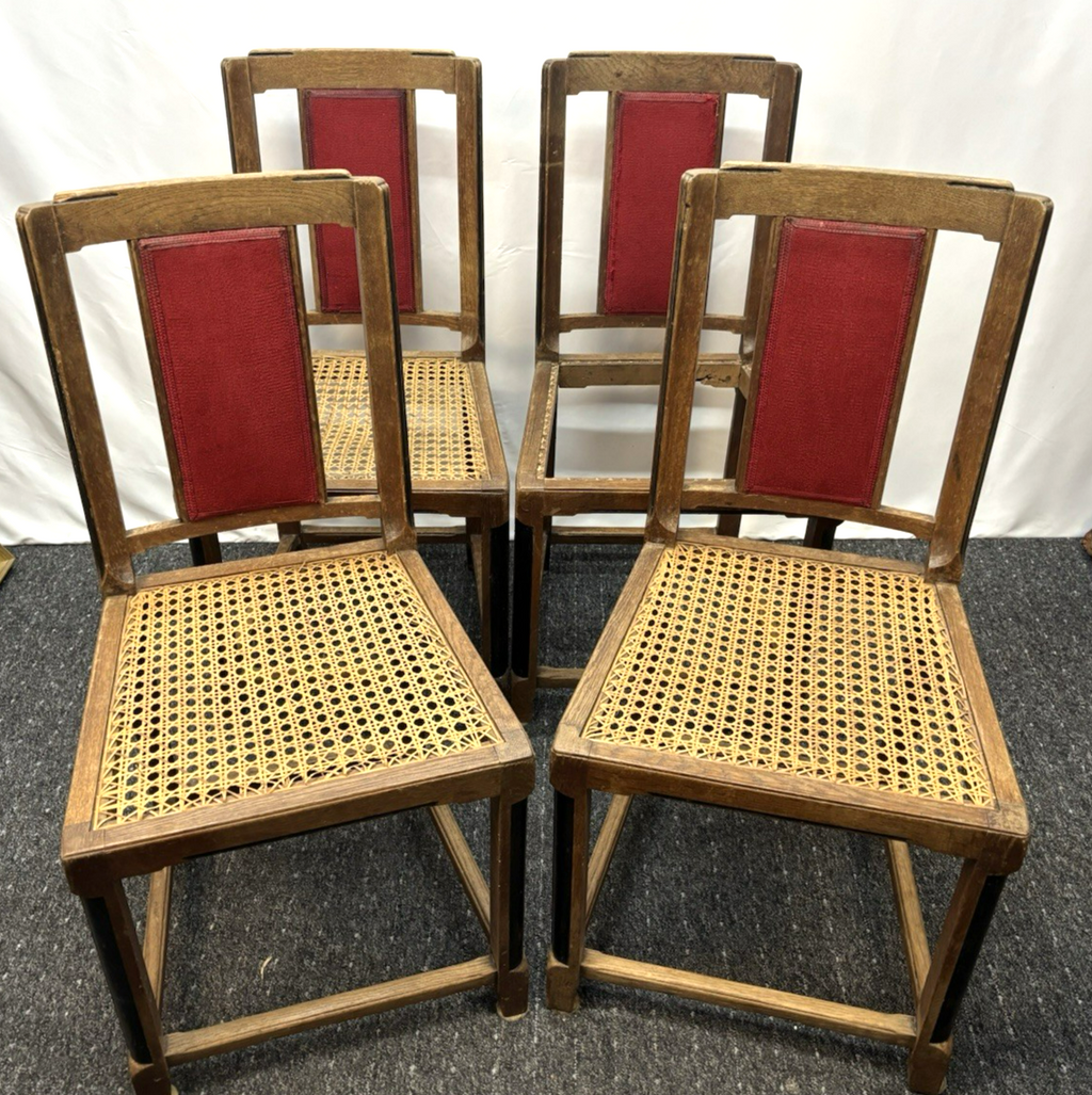 4er Set Stühle Esszimmer Art Deco Vintage Wiener Geflecht (z.T. beschädigt)