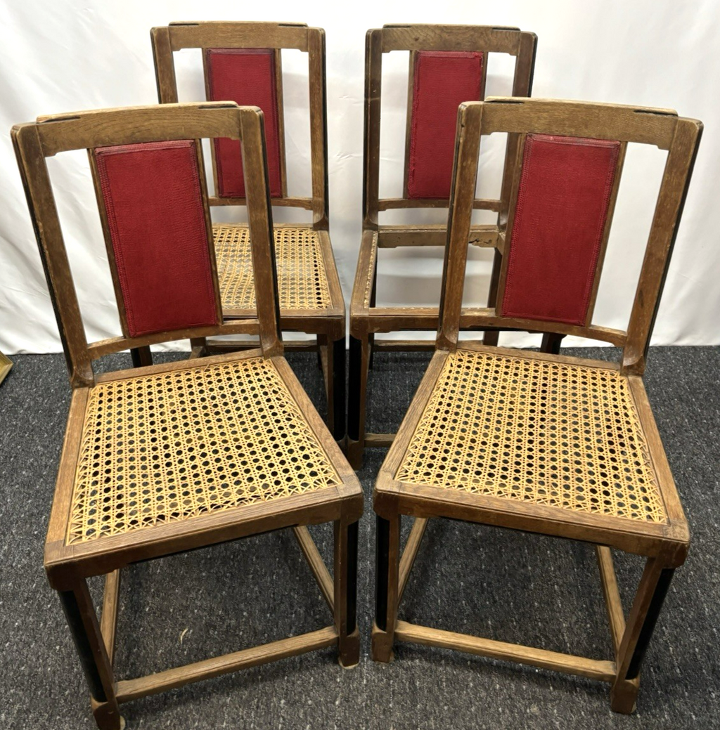 4er Set Stühle Esszimmer Art Deco Vintage Wiener Geflecht (z.T. beschädigt)