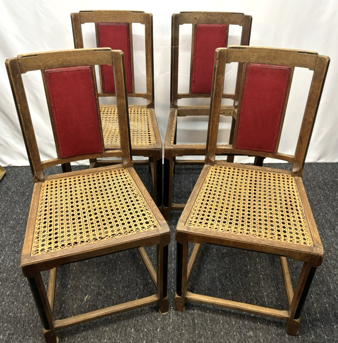 4er Set Stühle Esszimmer Art Deco Vintage Wiener Geflecht (z.T. beschädigt)