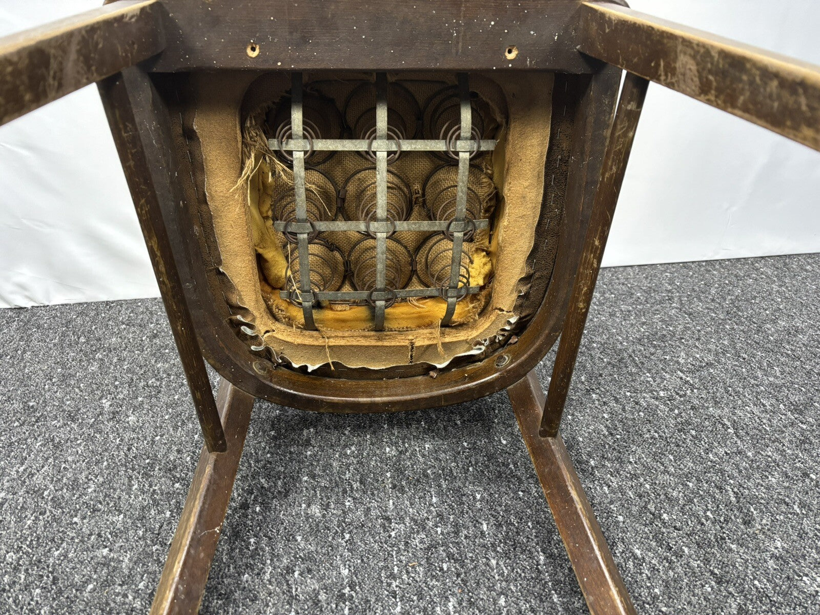 2er Set Küchenstuhl Esszimmer Holz Leder Art Deco Antik Vintage zur Restauration