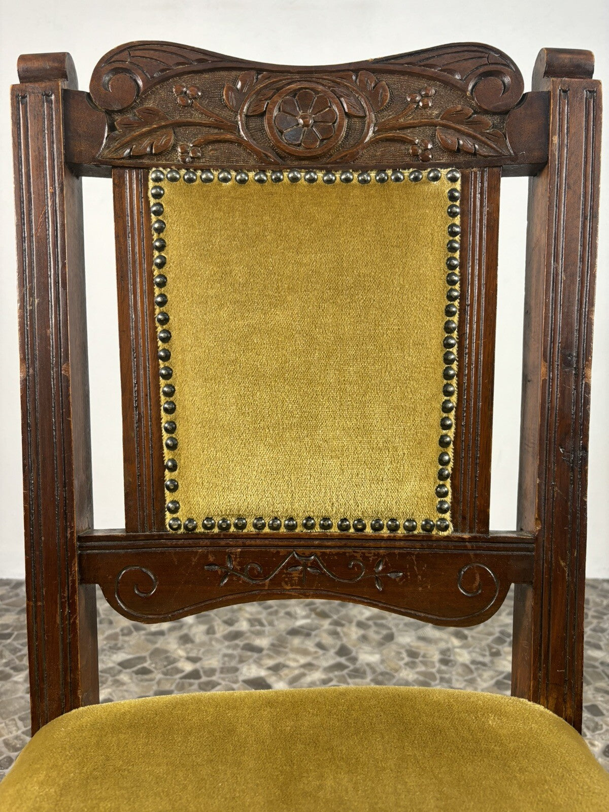 4er Set Antike Stühle Jugendstil viktorianisch Esszimmer Art Deco Holzschnitzarb