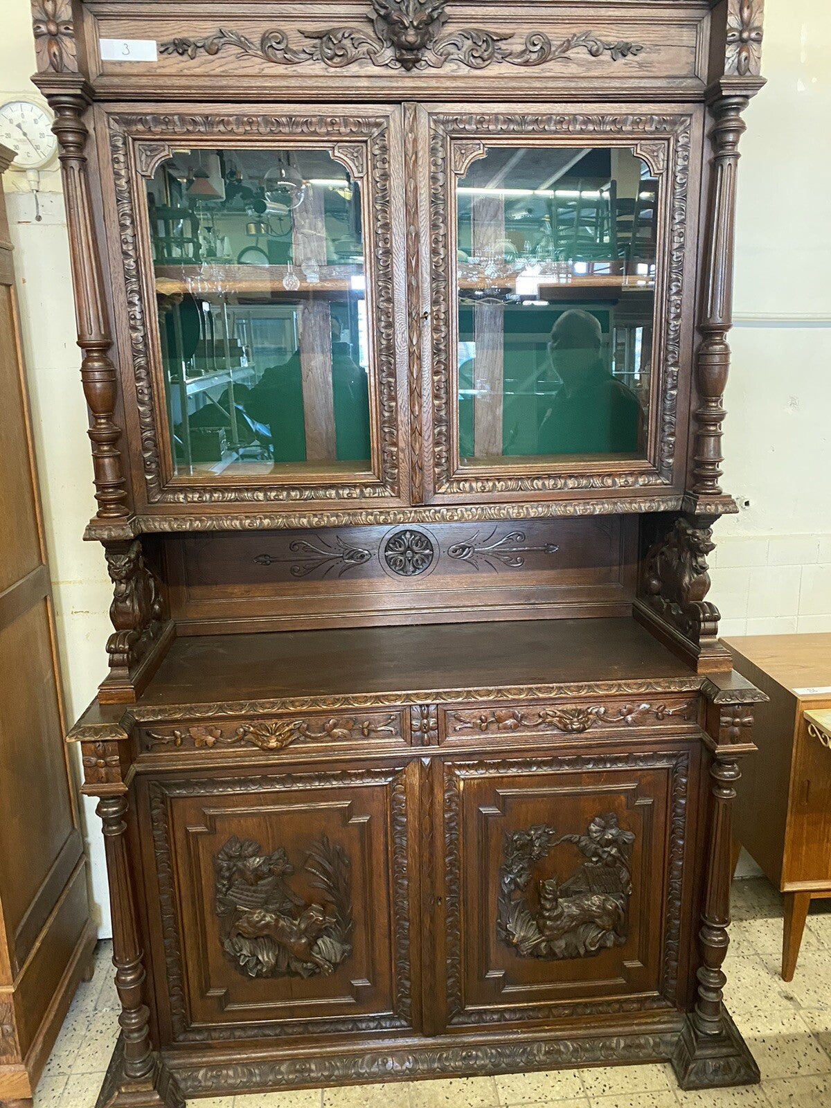 Prachtvoller Antiker Buffetschrank | Gründerzeit Aufsatzbuffet | Eiche massiv |