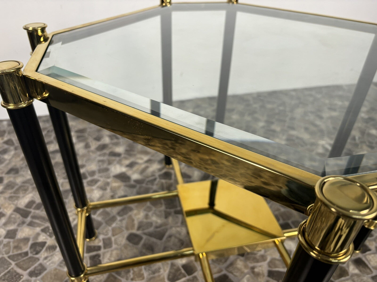 EICHHOLZ Florence Beistelltisch Regency Gold & Mattschwarz Finish Design Vintage