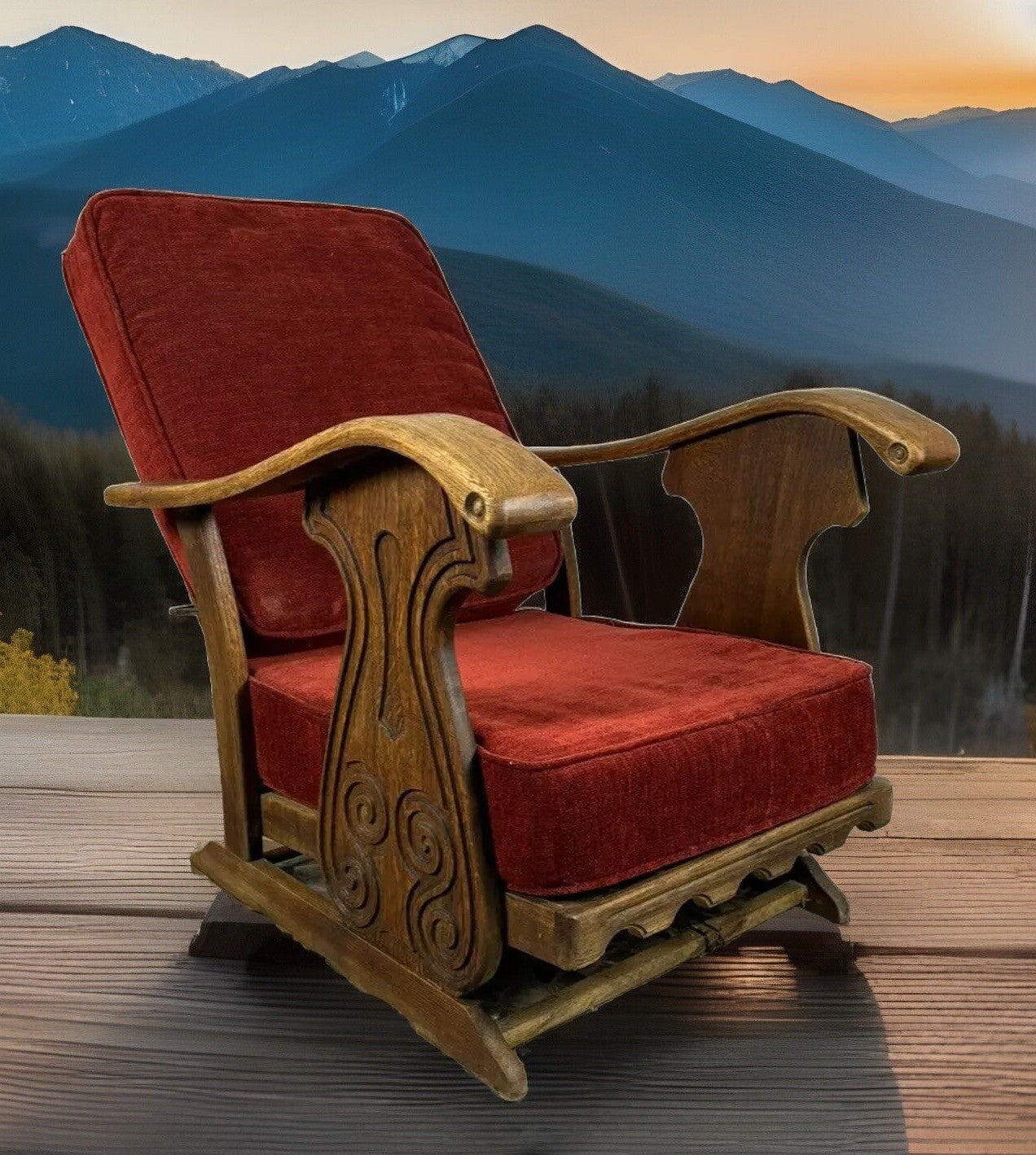 Fernsehsessel Rauchersessel Sitzmaschine Brutalist Art Deco Antik Massivholz