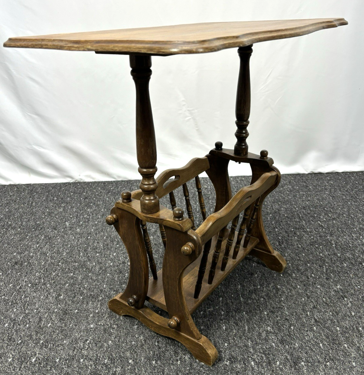 Beistelltisch Mit Zeitungshalter-/ Fach Massivholz Art Deco Antik Vintage 