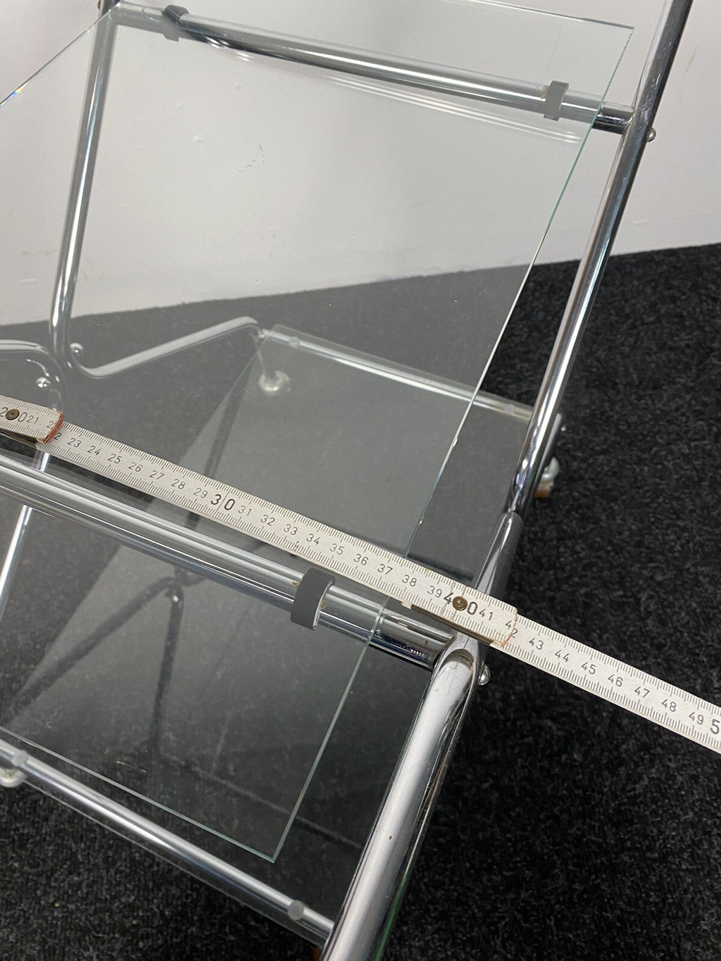 Servierwagen Barwagen Küchenwagen Stahlrohr Bauhaus Glas