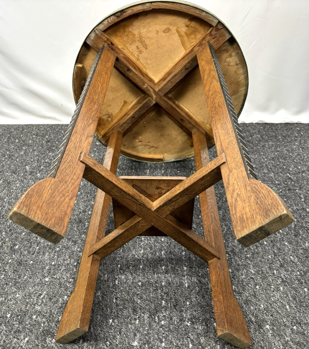 Orientalischer Beistelltisch Holz rund Handarbeit antik marokkanisch Art Deco