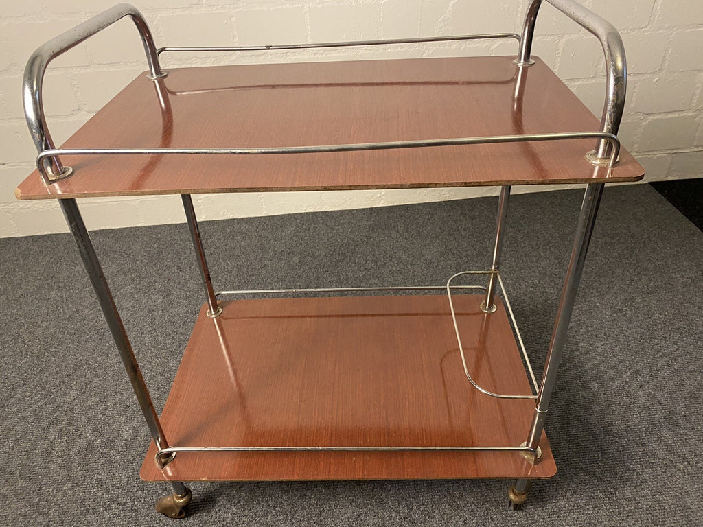 Vintage Teewagen Servierwagen Art Deco, Chrom, Küchenwagen Cocktail  Mid Century