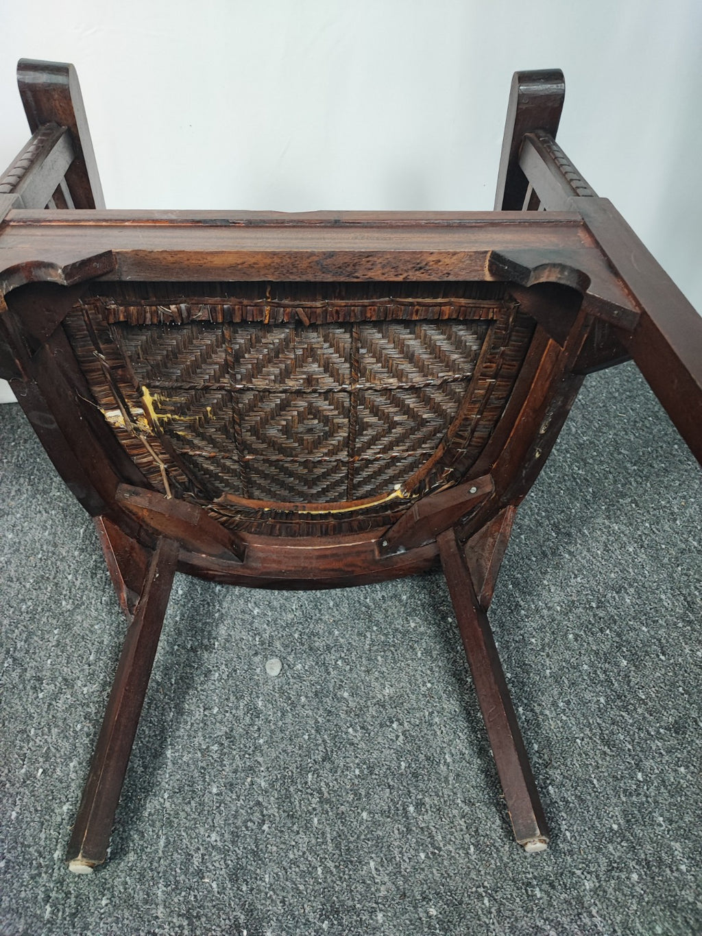 Kolonialstil Armlehnstuhl Massivholz Rattan Sessel Korbstuhl Wohnzimmer Braun