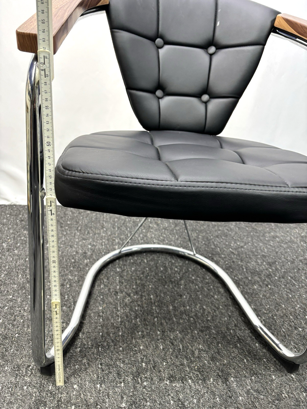 1 von 6 Stuhl Gropius Vintage Kunstleder silber schwarz Büro Esstisch Bauhaus