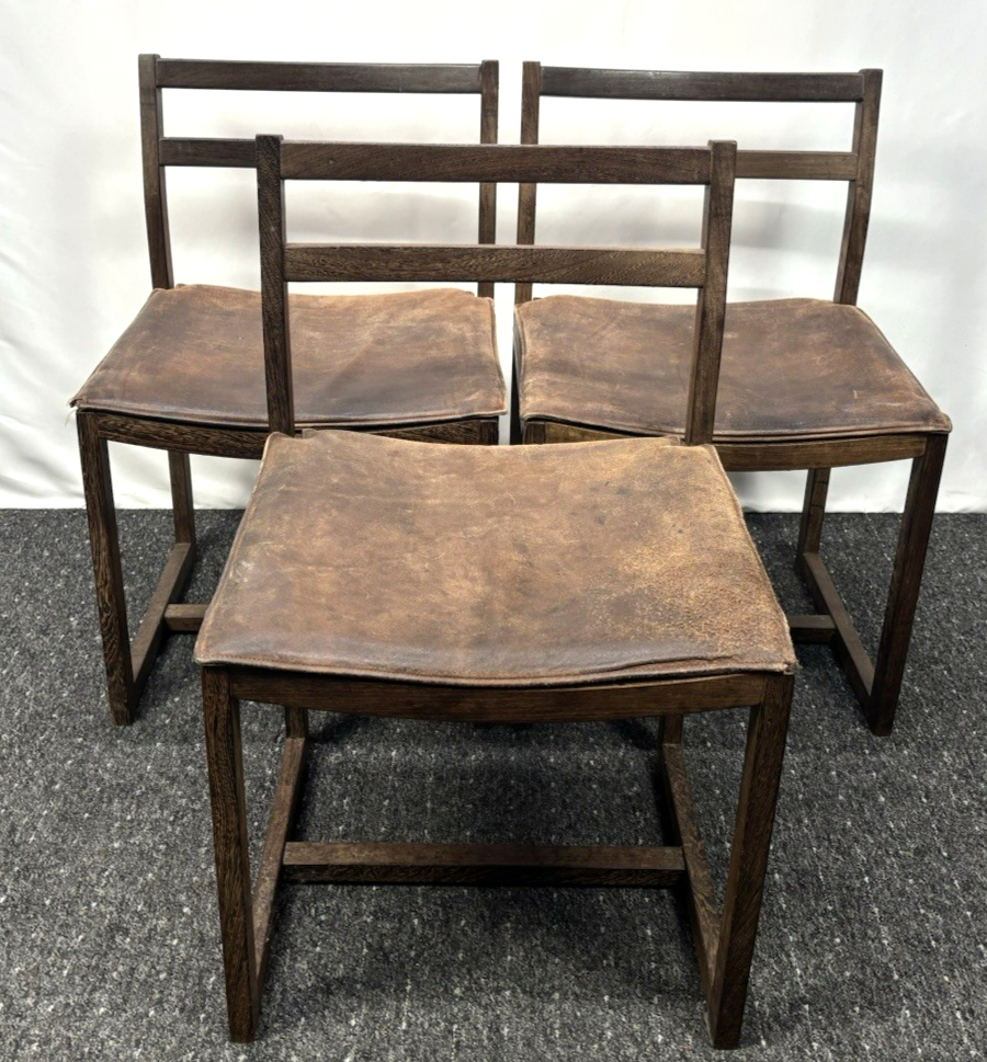 1 von 5 Skandinavischer Esszimmer Stuhl Midcentury Leder Holz Bauhaus Vintage 