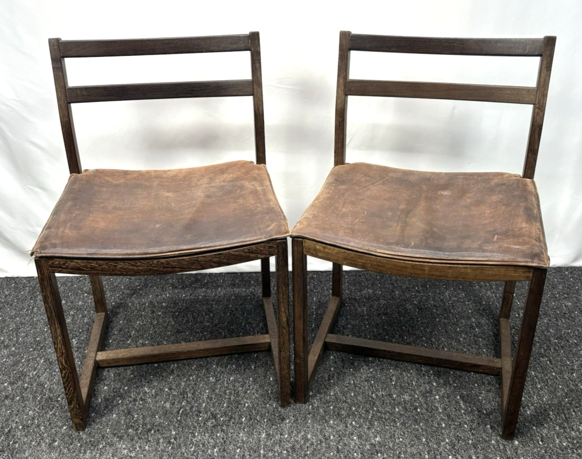 1 von 5 Skandinavischer Esszimmer Stuhl Midcentury Leder Holz Bauhaus Vintage 