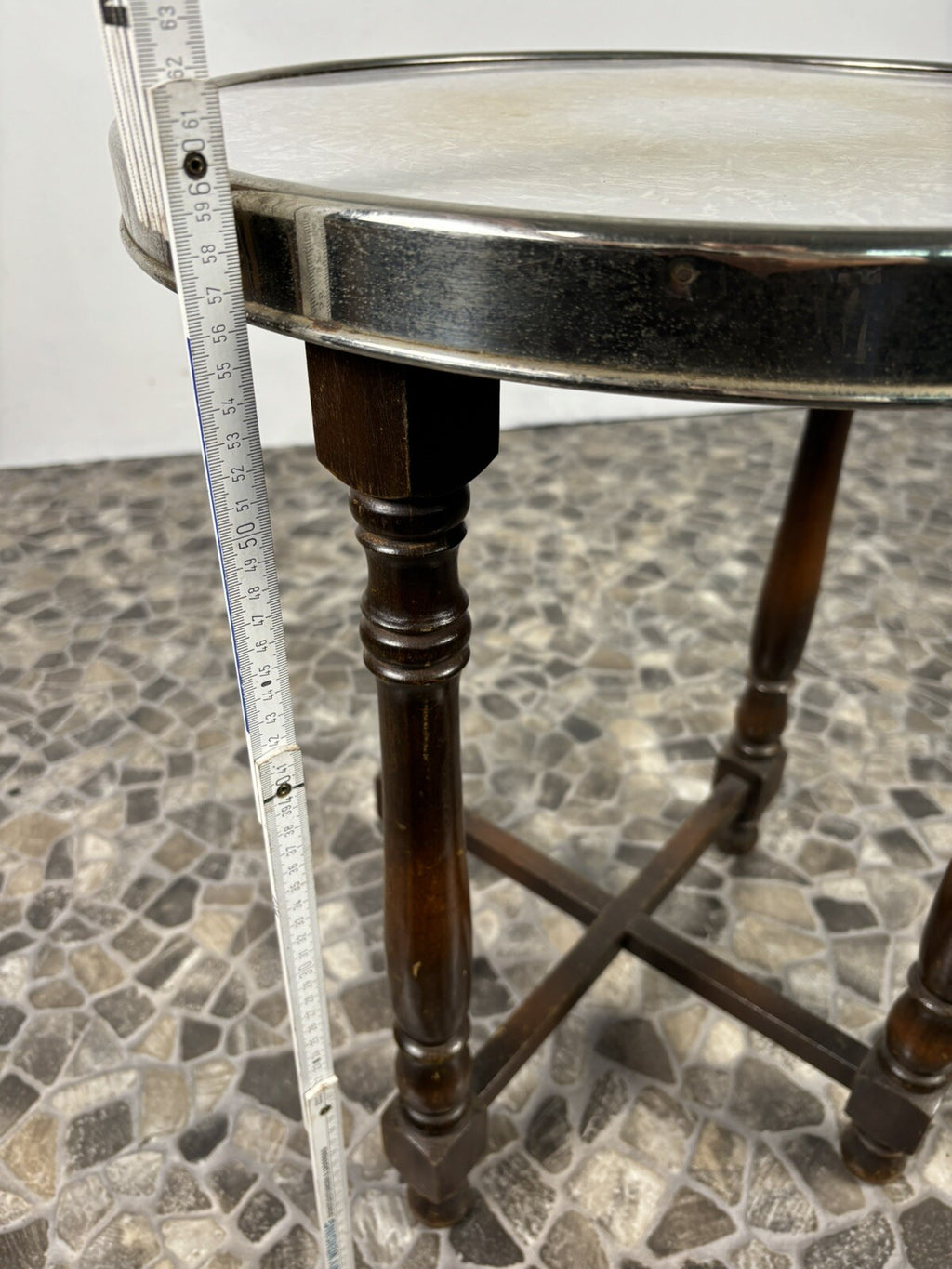 Beistelltisch Rauchertisch Blumentisch ArtDeco Holz Rund ca. 60 cm hoch