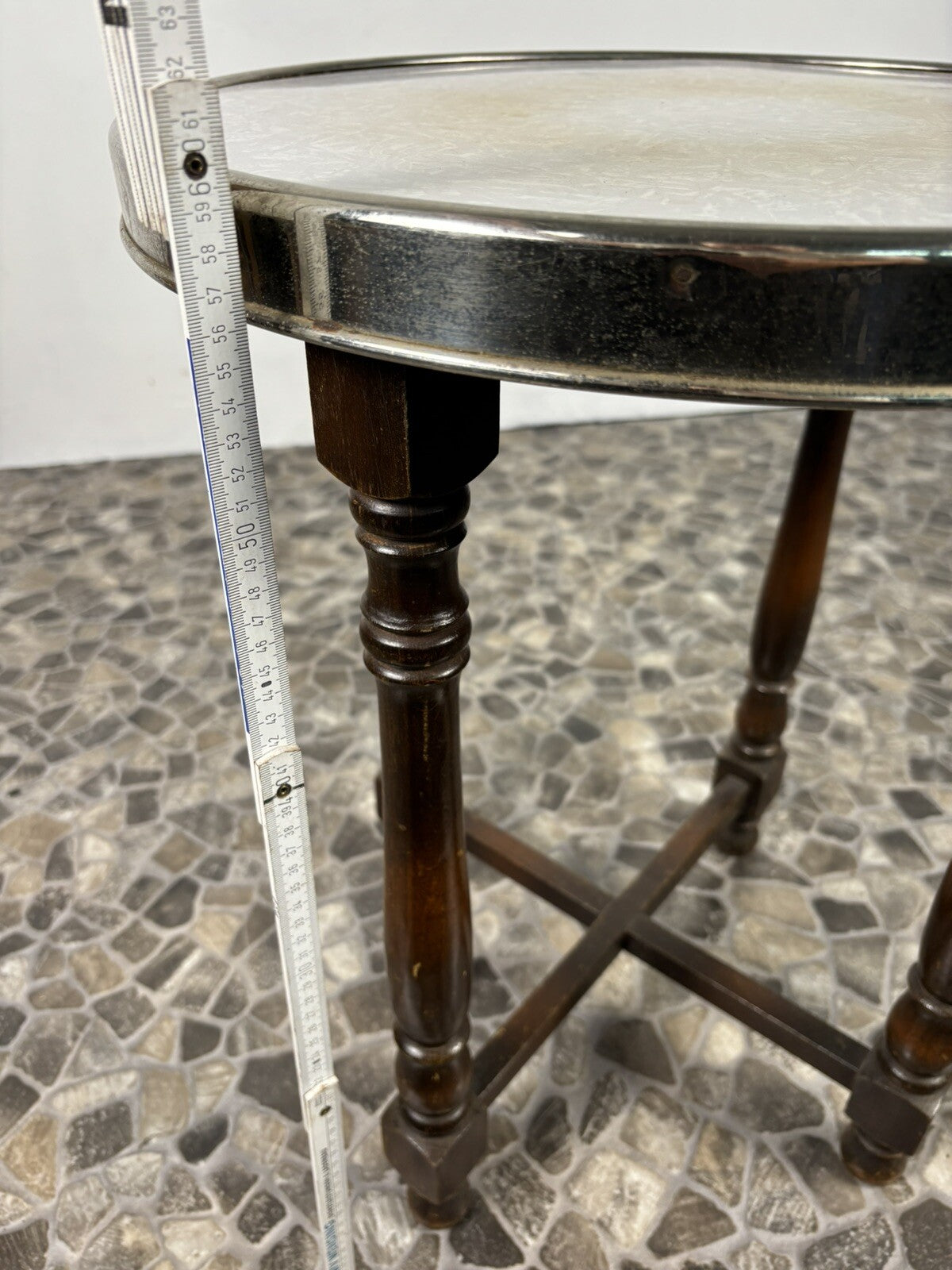 Beistelltisch Rauchertisch Blumentisch ArtDeco Holz Rund ca. 60 cm hoch