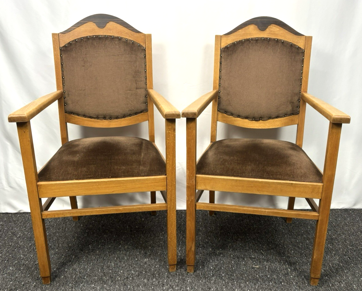 1 von 2 Armlehnstuhl Büro Esszimmer Art Deco Vintage Massivholz 