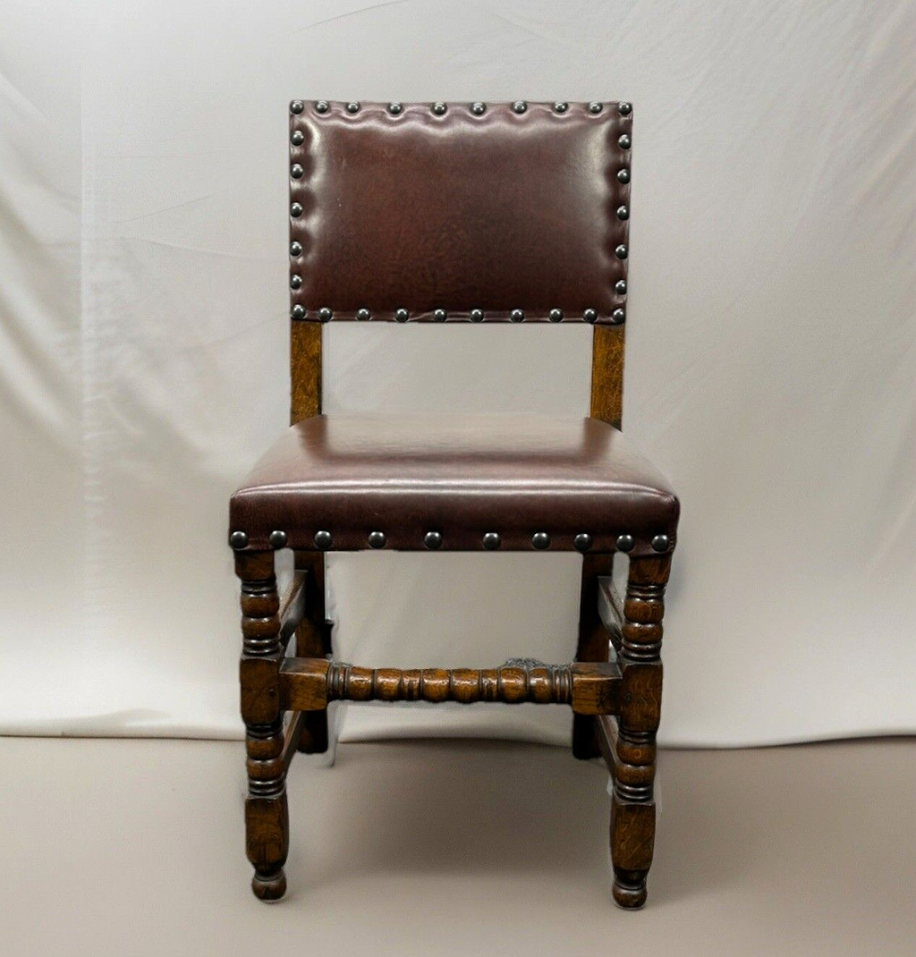 1 von 4 Lederstuhl Esszimmer Art Deco Vintage Massivholz gut gepolstert Büro