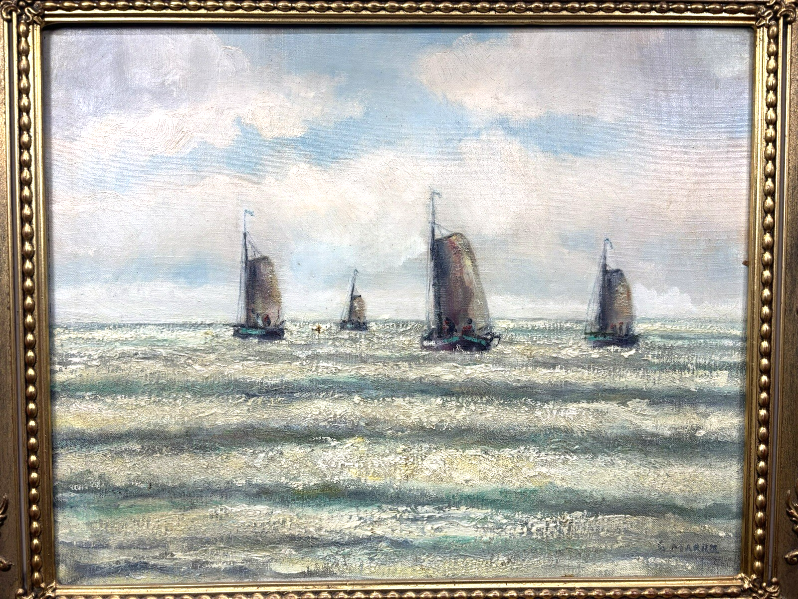 Ölgemälde Gerrit Marre Bild "Segelschiffe Nr.2" signiert  gerahmt ca. 63 x 53 cm