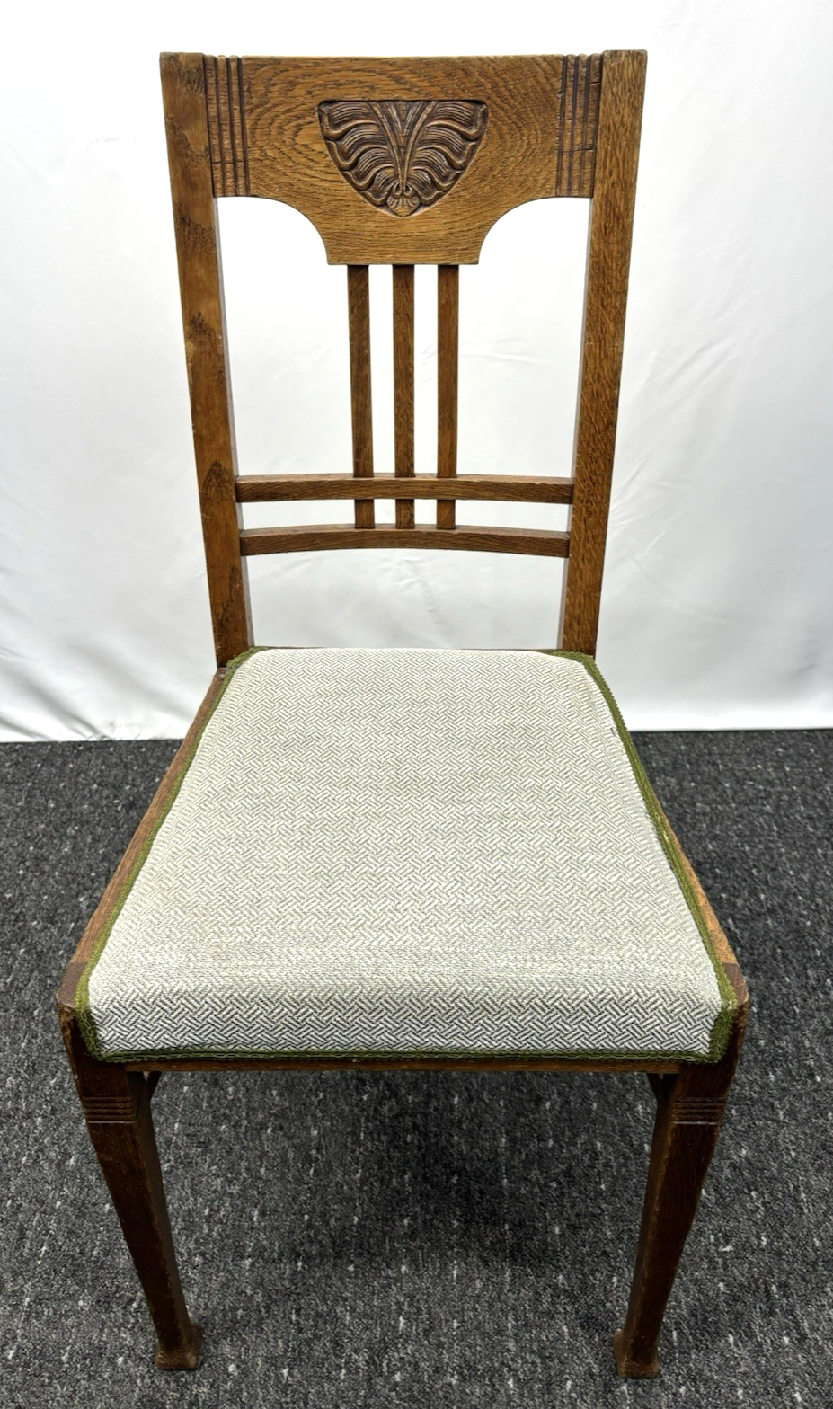 1 von 6 Holz Küchenstuhl Esszimmer Schnitzarbeiten Art Deco Vintage