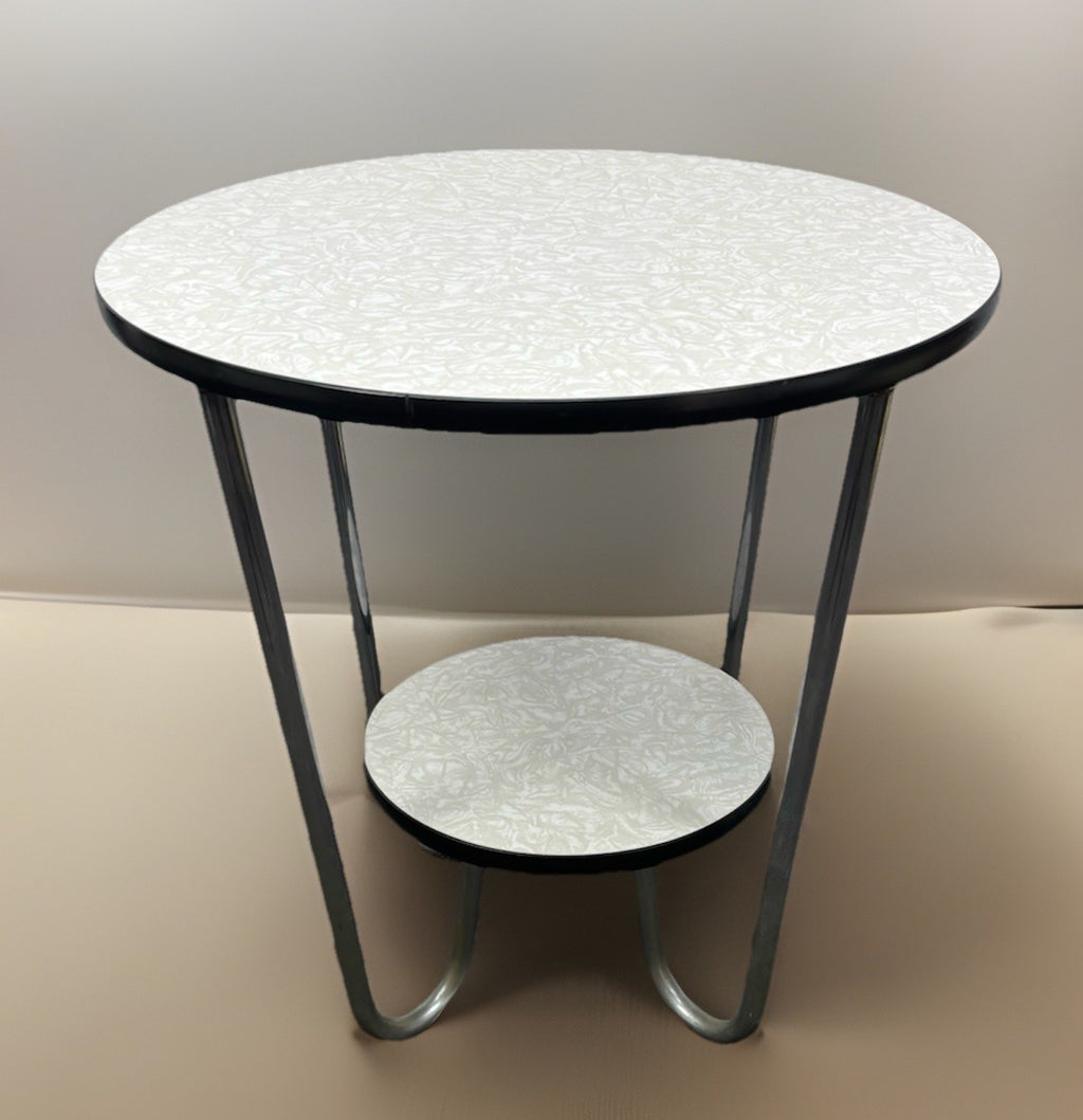 Beistelltisch Stahlrohr Schlaufenfuß Stil Marcel Breuer Art Deco Bauhaus Rund