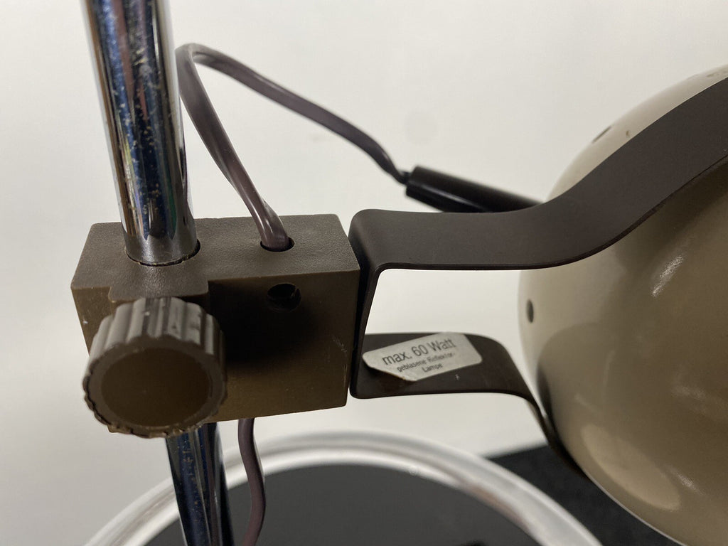 Space Age Kugellampe Eye Ball Schreibtischlampe Vintage 70er, cremeweiß