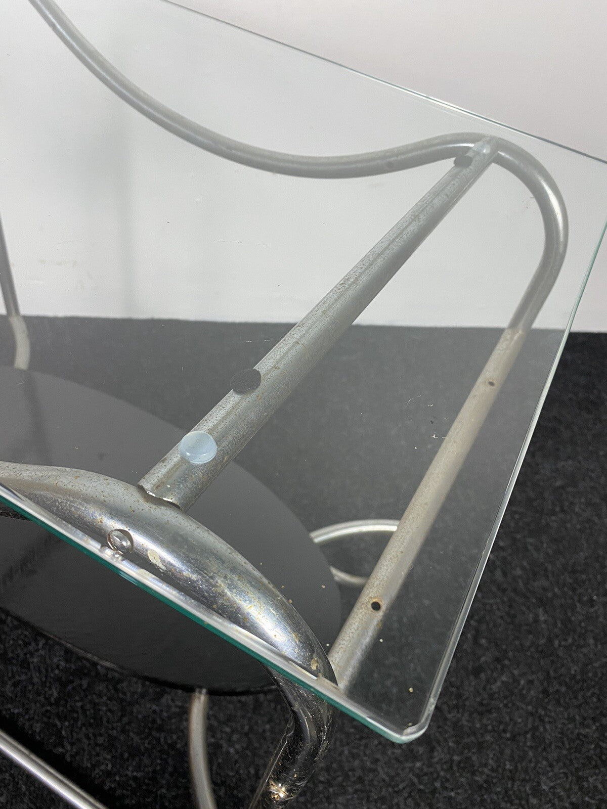 Bartisch Beistelltisch Stahlrohrmöbel Bauhaus Holz Glas