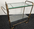 Beistelltisch Bartisch Schlaufenfuß Bauhaus Stahlrohr Nickel Kupfer Glas