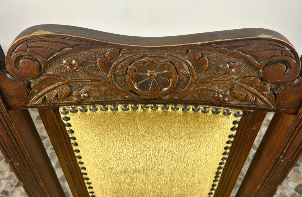 4er Set Antike Stühle Jugendstil viktorianisch Esszimmer Art Deco Holzschnitzarb