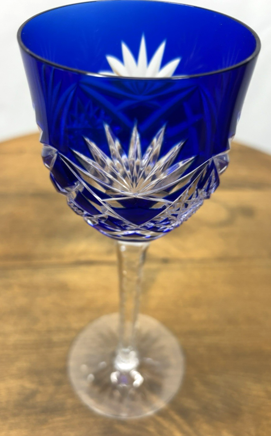 Römer Kristall Glas Weinglas blau Stil Baccarat um 1916 Vintage