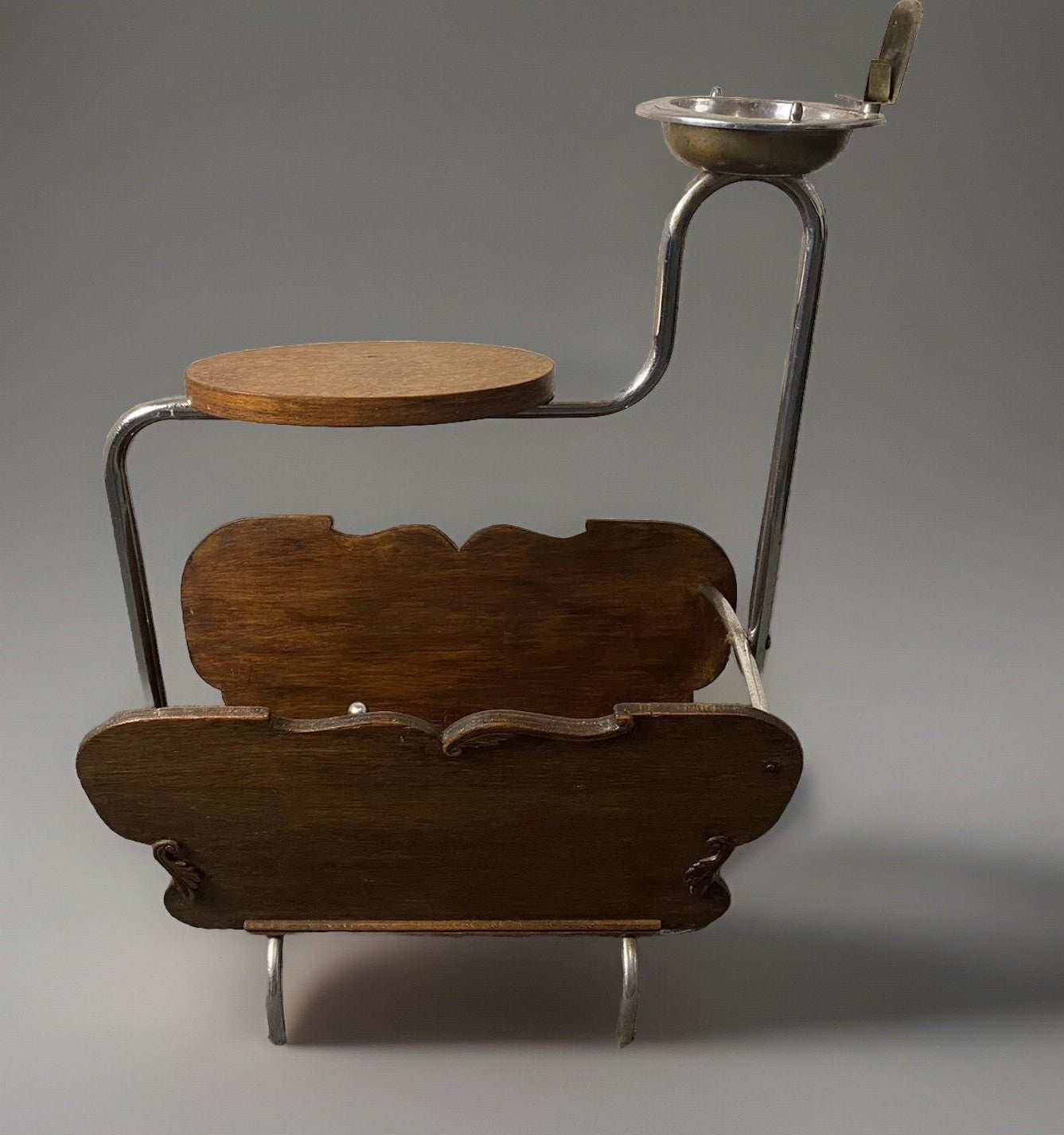 Beistelltisch Rauchertisch Zeitungsständer Stahlrohrmöbel Chrom Bauhaus Art Deco