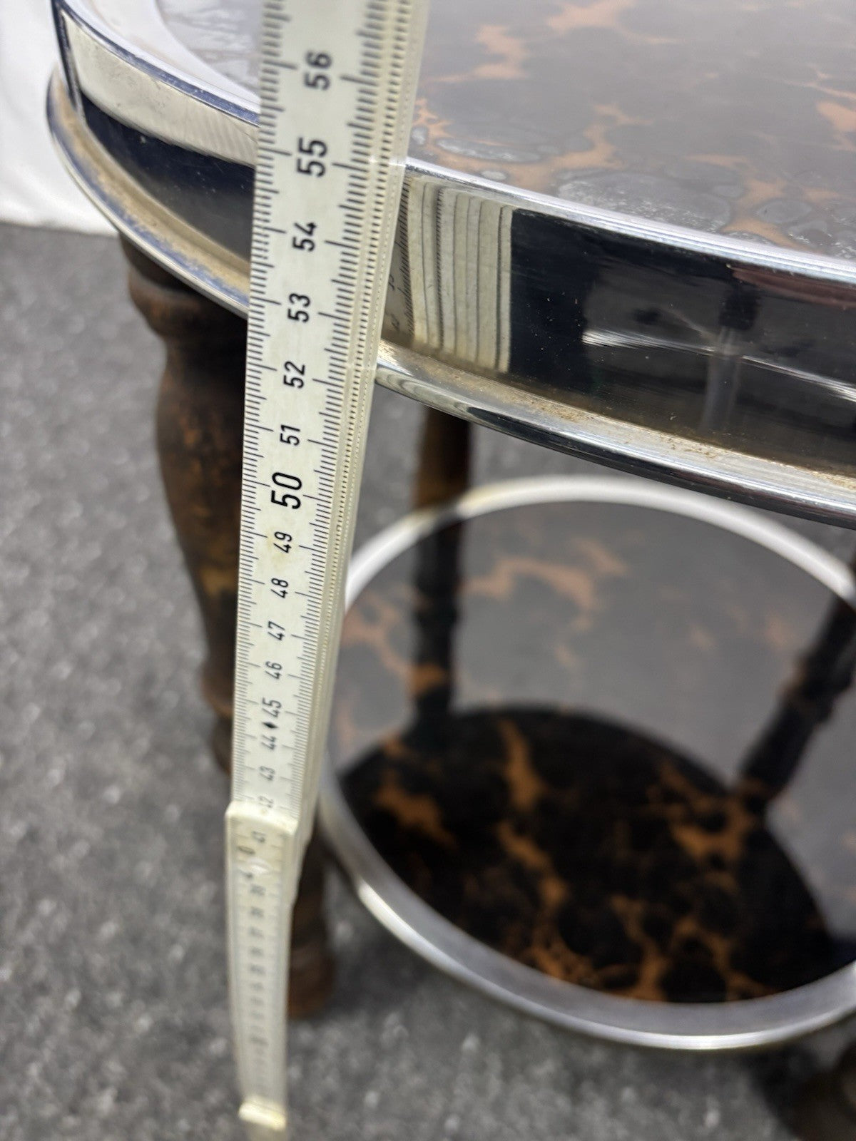 Beistelltisch Rauchertisch Rund Art Deco Holz Glas 2 Böden Vintage