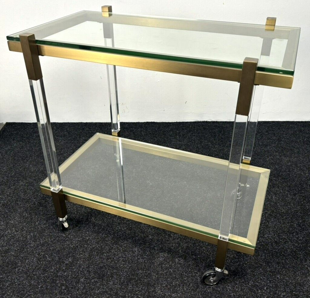 EICHHOLTZ Royalton Servierwagen Barwagen Messing gebürstet Glas Vintage Regency