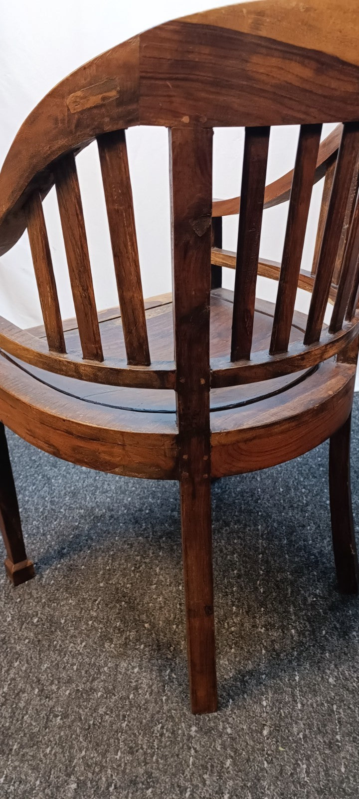1 von 2 Teakholz Stuhl Kolonialstil Massiv Armlehne Vintage Esszimmer Sessel