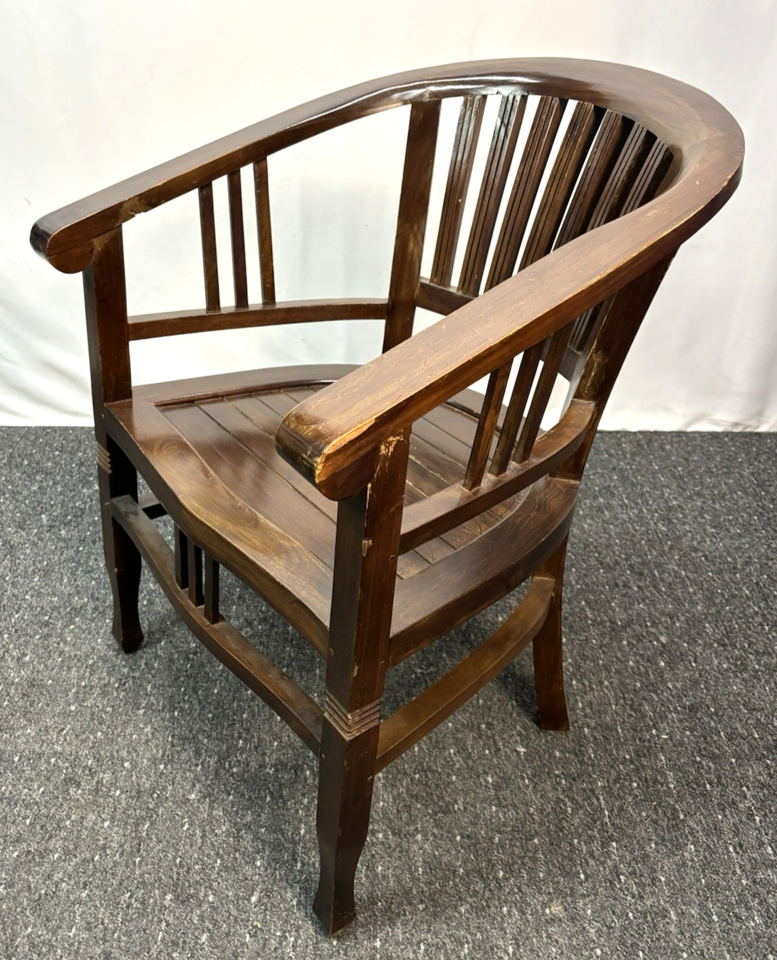 Teakholz Stuhl Kolonialstil Massivholz Armlehne Vintage Esszimmer Sessel 1