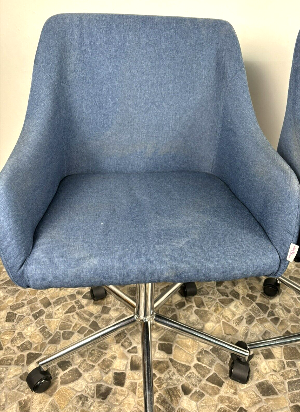 1 von 4 Büro/ Esszimmer Drehstuhl höhenverstellbar Vintage Blue Fabric