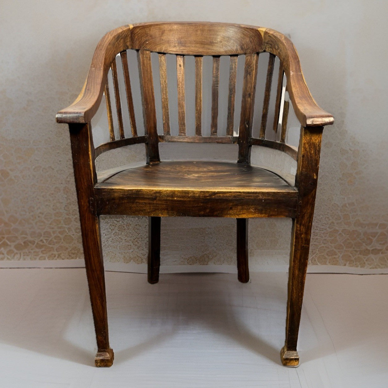 Teakholz Stuhl Kolonialstil Massiv Armlehne Vintage Esszimmer Sessel beschädigt!