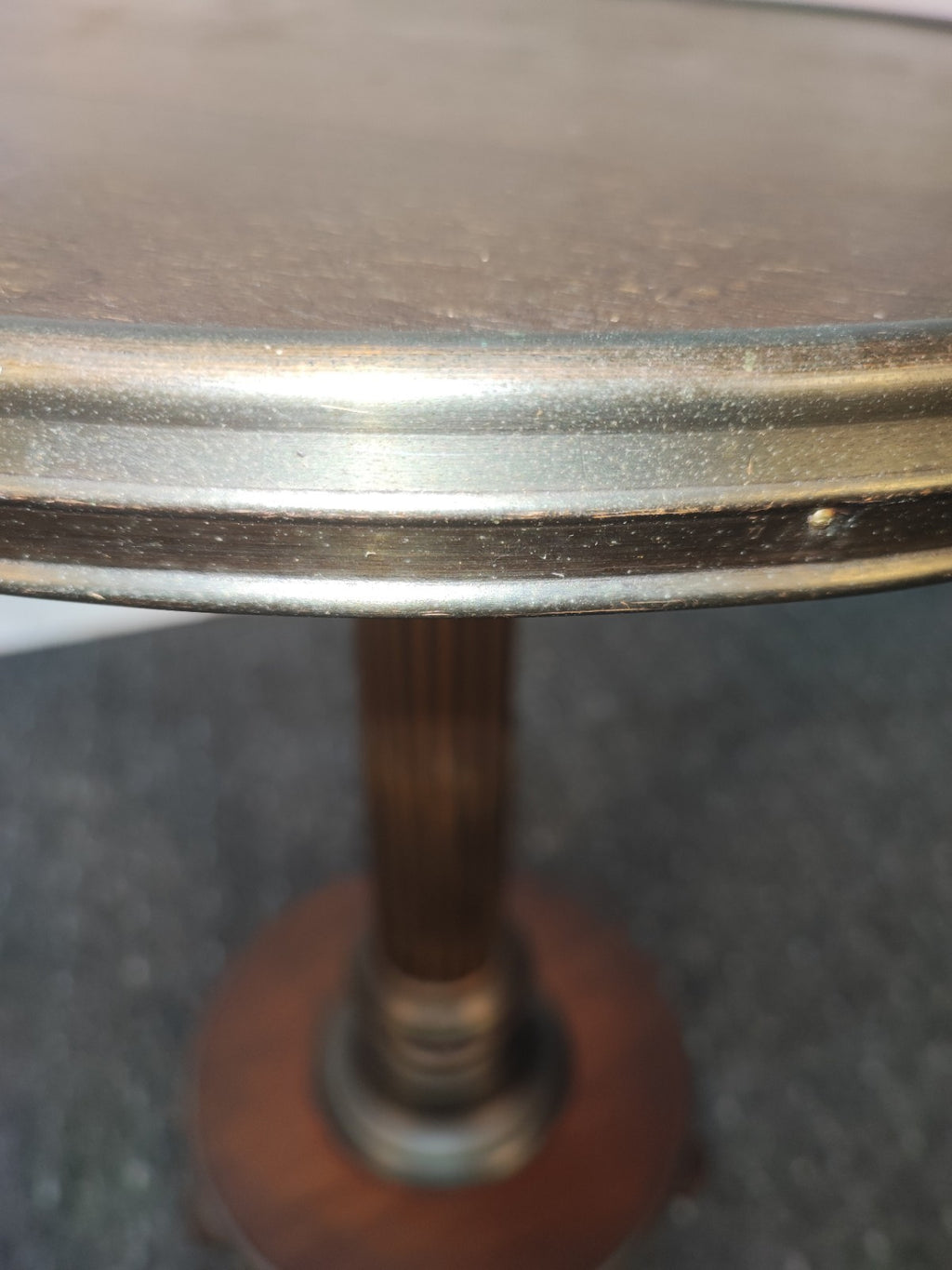 Vintage Guéridon Beistelltisch Säulentisch Holz Bronze Patina Historismus Antik