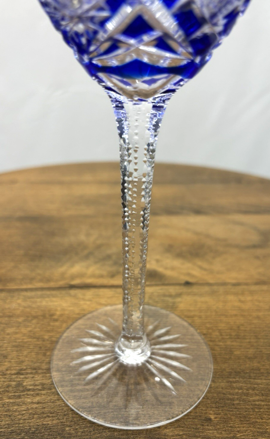 Römer Kristall Glas Weinglas blau Stil Baccarat um 1916 Vintage