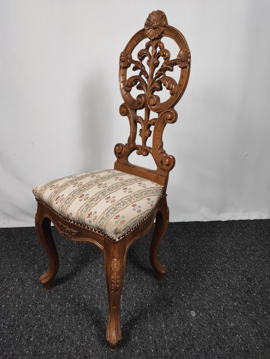 Antiker Prunkstuhl Neobarock geschnitzt Eiche massiv Akanthus Gründerzeit - Wesel Antik Kunst Vintage