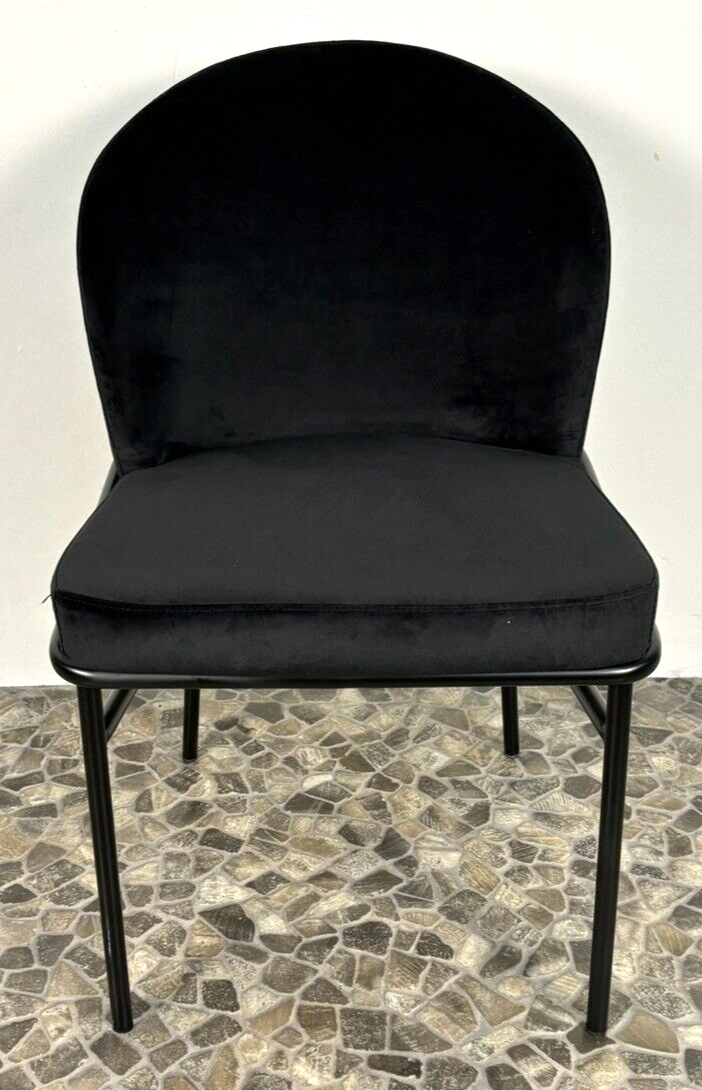 EICHHOLTZ Voltane Design Willis Esszimmerstuhl Mitternachtsblau Samtbez. Vintage