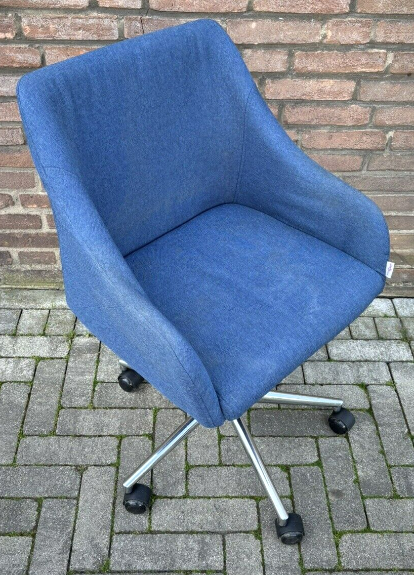 1 von 4 Büro/ Esszimmer Drehstuhl höhenverstellbar Vintage Blue Fabric