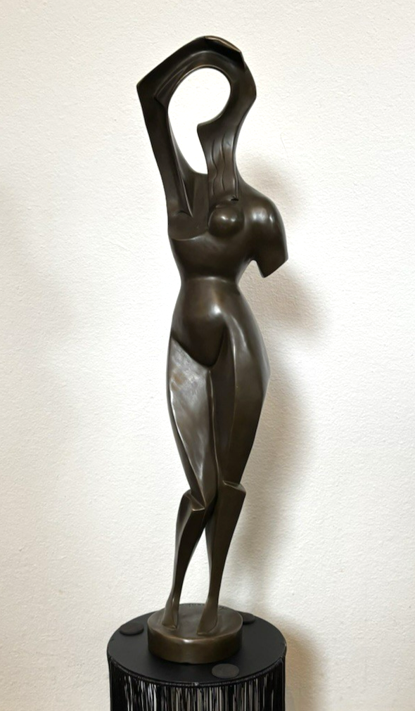 Bronze Skulptur Frau im Stil Archipenko  Abstrakte Moderne Kunst Kubismus 58 cm
