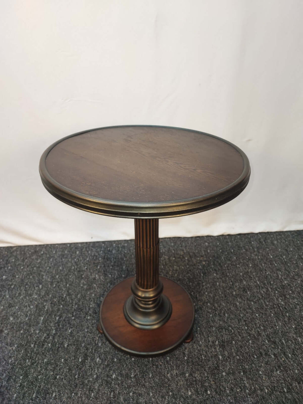 Vintage Guéridon Beistelltisch Säulentisch Holz Bronze Patina Historismus Antik