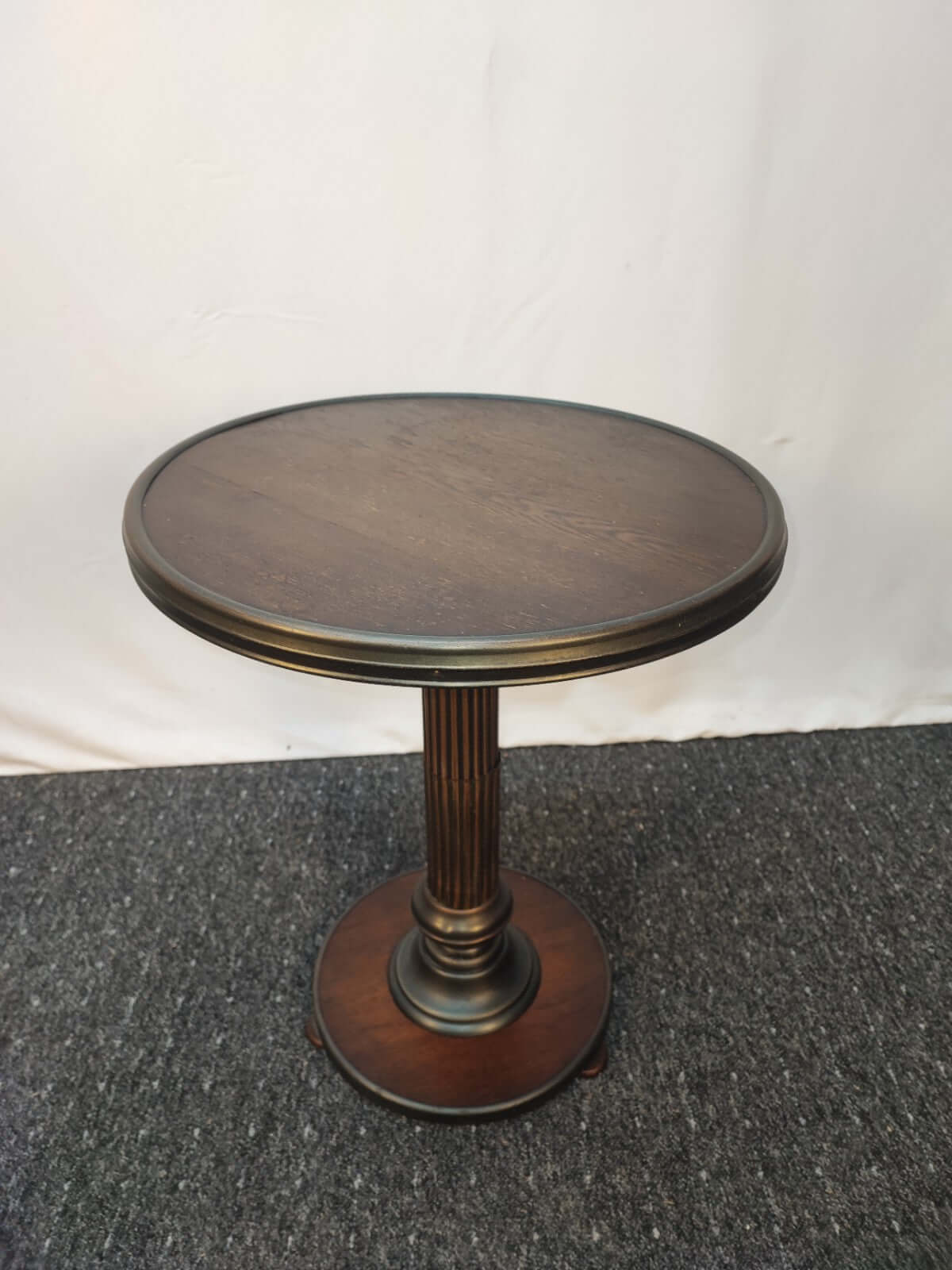 Vintage Guéridon Beistelltisch Säulentisch Holz Bronze Patina Historismus Antik