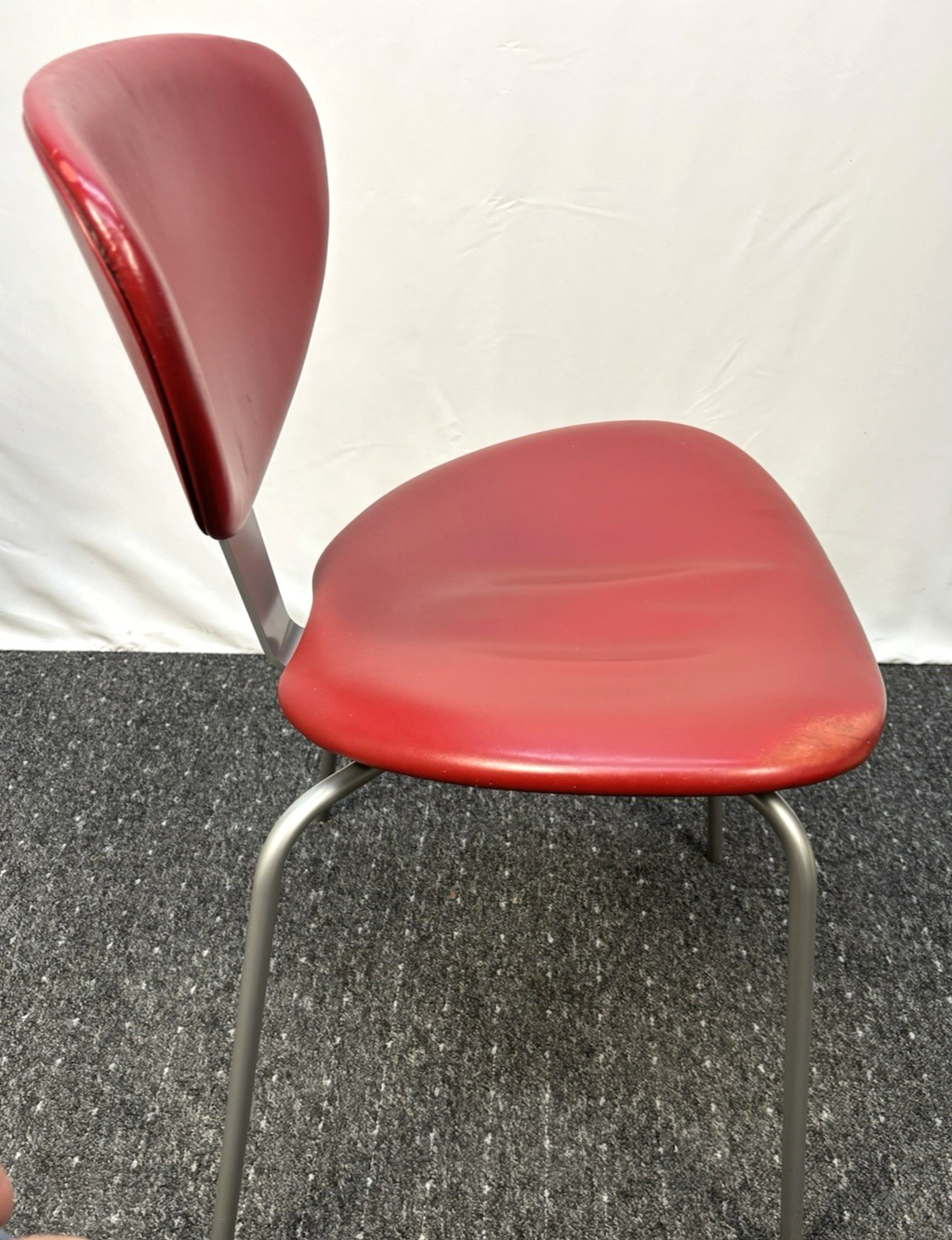 Calligaris Stuhl Küchenstuhl Büro Art Deco Bauhaus Vintage Edelstahl Leder