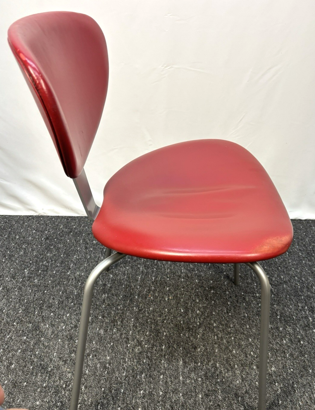 Calligaris Stuhl Küchenstuhl Büro Art Deco Bauhaus Vintage Edelstahl Leder