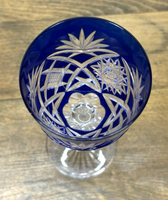 Römer Kristall Glas Weinglas blau Stil Baccarat um 1916 Vintage