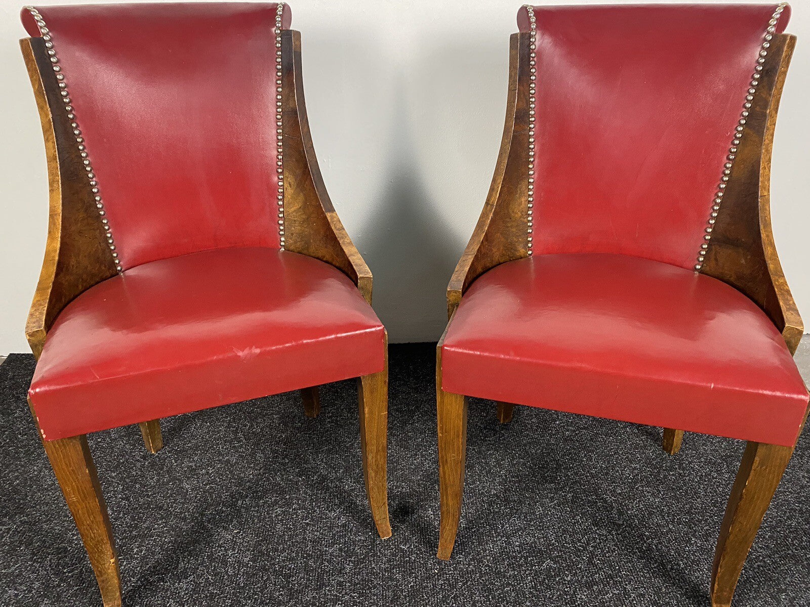 1 von 6 Gondelstühle Französisch Art Deco Nussbaum Wurzelholz Antik ca. 1920