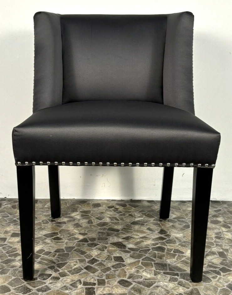 EICHHOLTZ St James Design Esszimmerstuhl dunkelgrau satiniert Vintage Polster