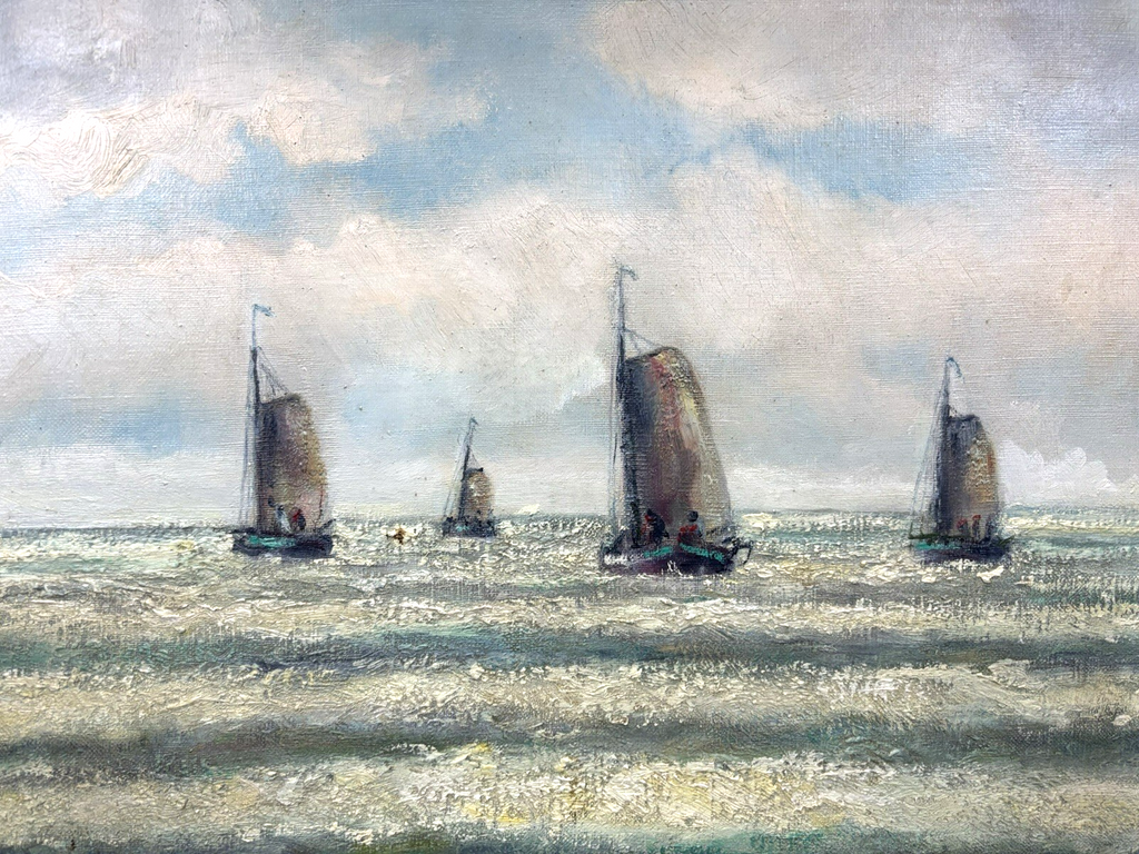 Ölgemälde Gerrit Marre Bild "Segelschiffe Nr.2" signiert  gerahmt ca. 63 x 53 cm