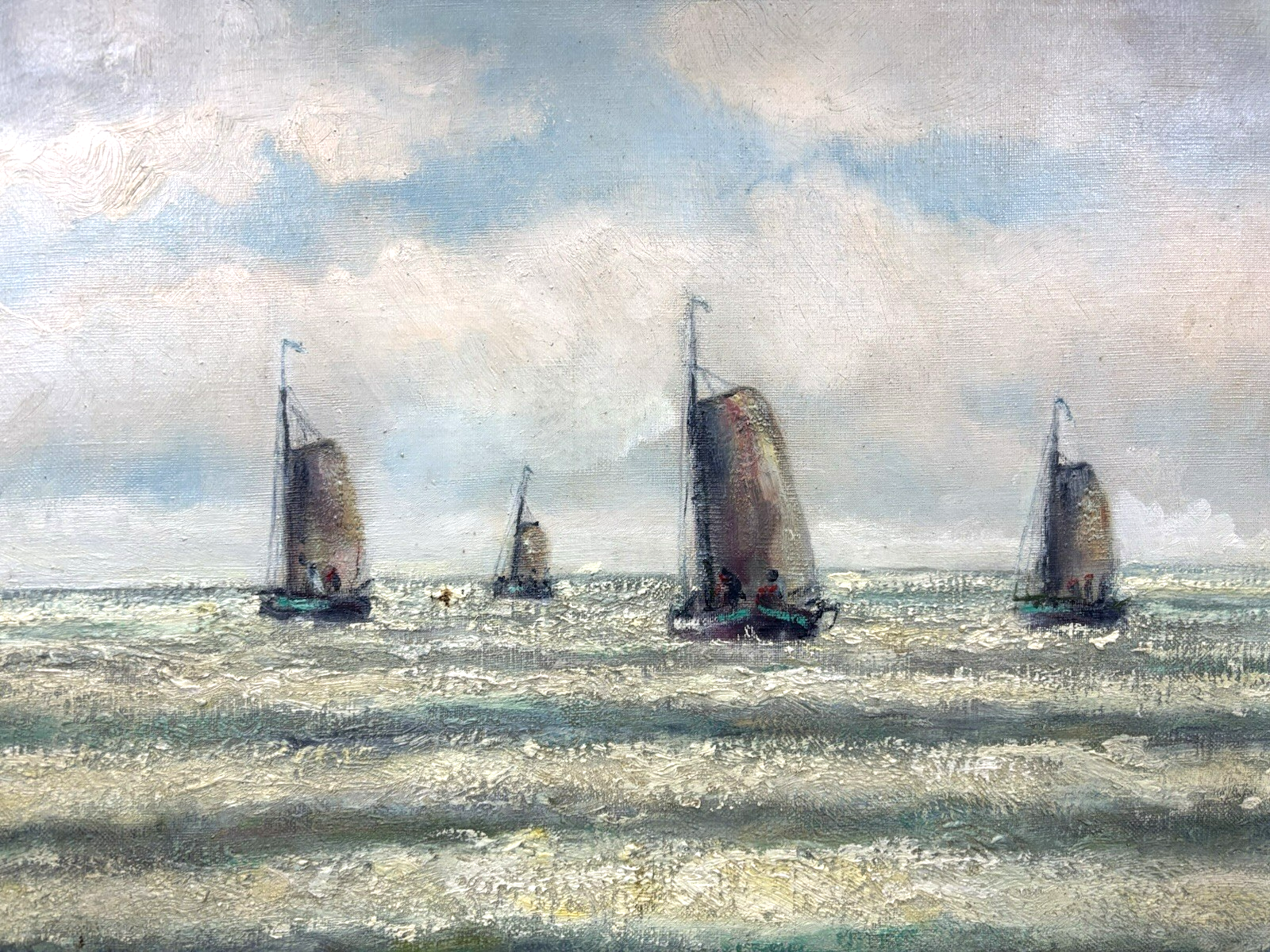 Ölgemälde Gerrit Marre Bild "Segelschiffe Nr.2" signiert  gerahmt ca. 63 x 53 cm